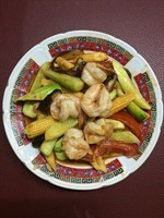 ผัดเปรี้ยวหวานกุ้งสด