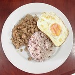 หมูคั่วพริกขี้หนู+ไข่ดาวราดข้าว
