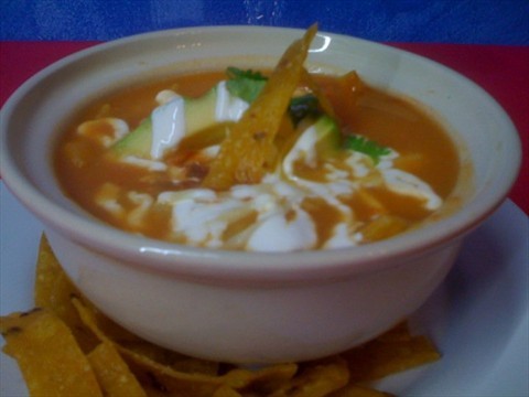 Great!Our delicious Tortilla soup.