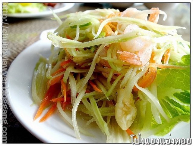 ส้มตำรสเผ็ดน้อยๆ เปรี้ยวๆ หวานๆ เส้นก็กรอบๆ เย็นๆ ทานแล้วรู้สึกสดชื่น