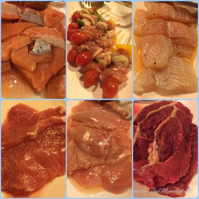 ปลาแซลมอน บาร์บีคิว ปลาดอรี่ หมู ไก่ เนื้อ