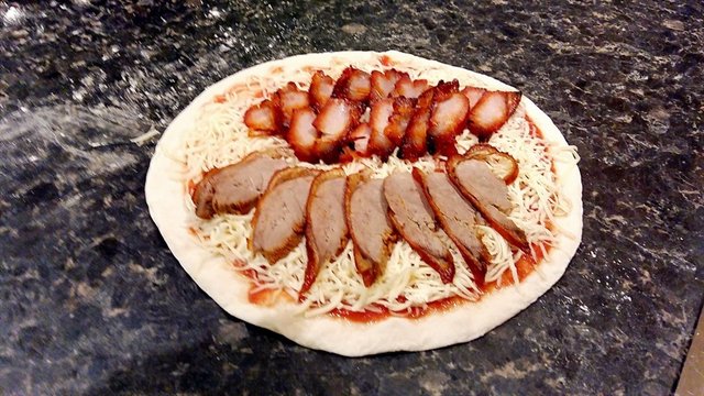 Add the duck and pork