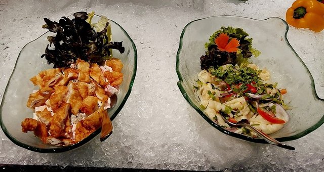 Crispy Chicken with Fresh Fruit Salad