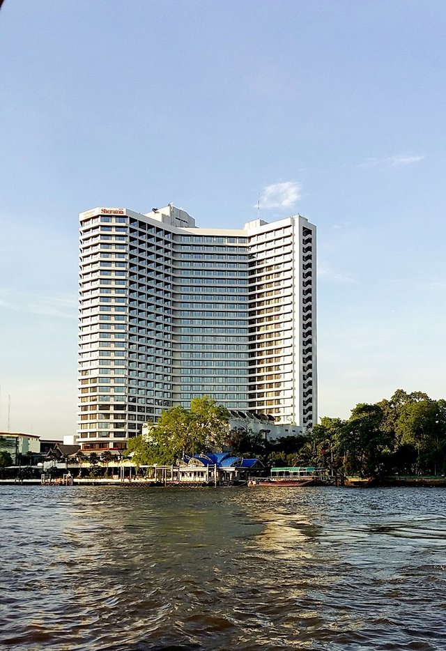 Seeing the hotel from the river